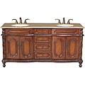 Stufurhome 72-inch Double Sink Travertine Marble Top Vanity