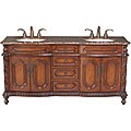 Stufurhome 72-inch Double Sink Baltic Brown Granite Top Vanity