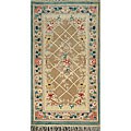 Hand-knotted Oriental Beige Silk Rug (2'5 x 4'3)