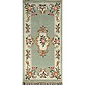 Hand-knotted Oriental Light Blue Silk Rug (2'1 x 4'3)