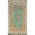 Hand-knotted Oriental Aqua Silk Rug (2'1 x 3'9)