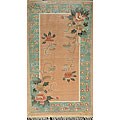 Hand-knotted Oriental Aqua Silk Rug (2'2 x 3'9)
