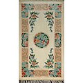 Hand-knotted Cream Blue Silk Rug (2'1 x 3'8)