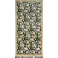 Hand-knotted Oriental Dark Green Silk Rug (2'1 x 4'2)