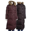 DKNY Women's Long Quilted Zip-front Down Coat