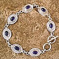 Sterling Silver Amethyst 'Lucky Seven' Link Bracelet (India)