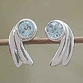 Sterling Silver Blue Topaz 'Shooting Stars' Earrings (India)