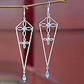 Sterling Silver Blue Topaz 'Twinkle Stars' Earrings (India)