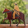 Cedar and Mahogany 'Walking Horse' Sculpture (Peru)