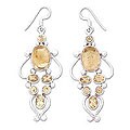 Silver Citrine 'Arabesque' Chandelier Earrings (India)