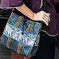Cotton 'Sky Blue Elephant' Sling Tote Bag (Thailand)