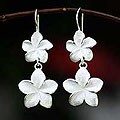 Sterling Silver 'Frangipani Twins' Earrings (Indonesia)