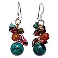 Silver 'Tropical Orchard' Garnet/ Carnelian Earrings (Thailand)