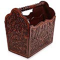 Leather 'Chocolate Tree' Magazine Rack (Peru)