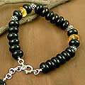 Silver Onyx Citrine 'Heart Style' Dangling Bracelet (India)