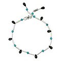 Silver/ Onyx/ Turquoise 'Musical Muse' Anklet (India)