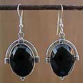 Sterling Silver Onyx 'Inspired' Earrings (India)
