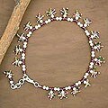Sterling Silver Pearl/ Garnet 'Jovial Dance' Anklet (India)