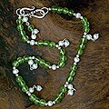 Sterling Silver Pearl/ Peridot 'Magical Harmony' Anklet (India)