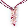 Silver Pearl/ Rose Quartz 'Fascination' Necklace (Thailand)