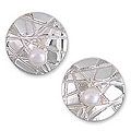 Sterling Silver Pearl Button 'Web of Silver' Earrings (Mexico)