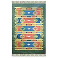 Indo Wool and Cotton 'Bright Meadow' Rug (4' x 6')