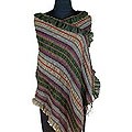 Wool 'Ruffled Olive' Shawl (India)