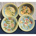 Set of 4 Frutta Design 9-inch Pasta/ Salad Bowls (Tunisia)