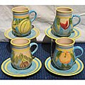 Set of 4 Frutta Design 6-inch Saucers (Tunisia)