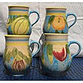 Set of 4 Frutta Design 16-ounce Large Mugs (Tunisia)