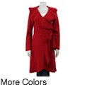 Katherine Barclay Women's Ruffle Front Wrap Coat