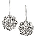 10k White Gold Diamond Flower Earrings
