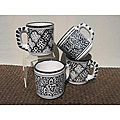 Set of 4 Black Tie Design Coffee Mugs (Tunisia)
