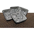 Set of 4 Black Tie Design 3-inch Square Sauce Dishes (Tunisia)