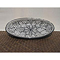 Set of 4 Black Tie Small Oval Platters (Tunisia)