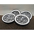 Set of 4 Black Tie Round Sauce Dishes (Tunisia)