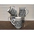 Set of 4 Black Tie Design Large 16-ounce Mugs (Tunisia)