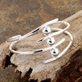 Sterling Silver Three-bead Cuff Bracelet (Mexico)