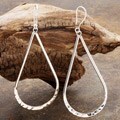 Sterling Silver Oversized Hammered Teardrop Earrings (Mexico)