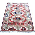 Indo Kazak Hand-knotted Red/ Ivory Rug (4' x 6')