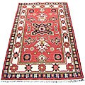 Indo Kazak Hand-knotted Red/ Ivory Rug (3' x 5')