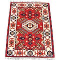 Indo Kazak Hand-knotted Red/ Ivory Rug (2' x 3')