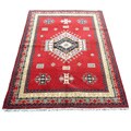 Indo Kazak Hand-knotted Red/ Ivory Rug (7' x 10')