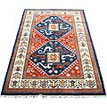 Indo Kazak Hand-knotted Red/ Ivory Rug (7' x 10')