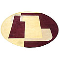 Indo Hand-tufted Burgundy/ Ivory Rug (9' Round)