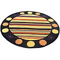 Indo Hand-tufted Multicolor Striped Rug (9' Round)