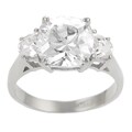 Sterling Silver Cushion-cut Clear Cubic Zirconia Ring