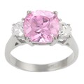 Sterling Silver Cushion-cut Pink Cubic Zirconia Ring