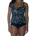 Island World Apparel Black/ Grey Leaves Faux Tankini