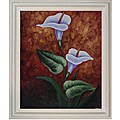'Two Calla Lilies' Hand-painted Canvas Art